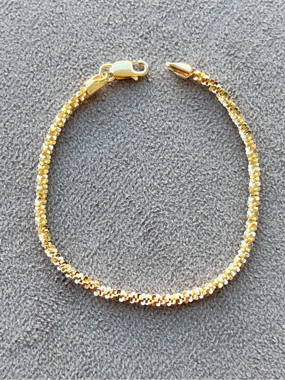 Gold Filled Twisted Rock Chain Bracelet 7.5”